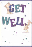 Vibrant and heartwarming, this get well card captures the lively optimism familiar to Brent Cross residents. Two adorable companions-a generously sized bear and a sprightly puppy-each engage with oversized, bold letters that spell out 'Get Well,' playfully rendered in indigo and teal tones. Their joyous teamwork is surrounded by softly drawn stars in blues and purples, scattering a gentle constellation of hope across a creamy, sunlit background. The tactile appeal of the furry illustrations hints at the comforting embrace of a favourite toy or the familiar scent of fresh flowers arriving from Flower Delivery Brent Cross. The overall composition radiates positivity and encouragement, ideal for those moments when a friend recuperating near Brent Reservoir-or in a family home along West Hendon Broadway-needs a reminder of community care. Every element-a twinkling star, a rounded letter, a friendly face-contributes to the emotional uplift, making this card a perfect pairing for a cheerful bouquet delivered across NW4 and the greater Brent Cross area.